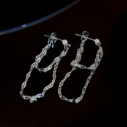 Glossy Chain Tassel Dangle Earrings