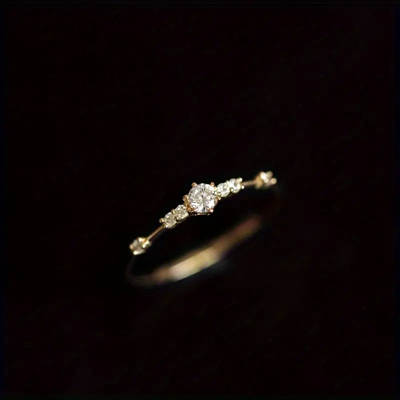14k Plated Paved Shining Zirconia Silver Ring
