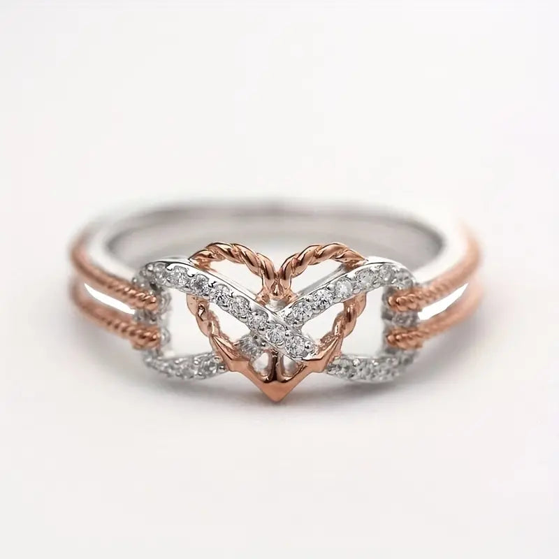 Rhinestones Heart Ring For Women