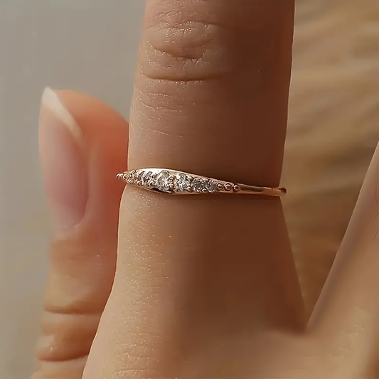 Paved Shining Zirconia Simple Design Eternity Ring