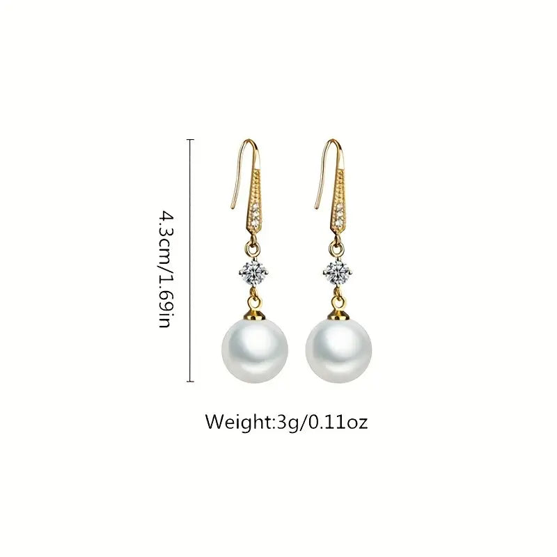 Exquisite White Faux Pearl Drop Dangle Earrings
