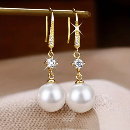 Exquisite White Faux Pearl Drop Dangle Earrings